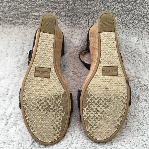 SOLD 8.5W Toms Sienna Open Toe Jute Wedge Heels - Picture 5 of 8